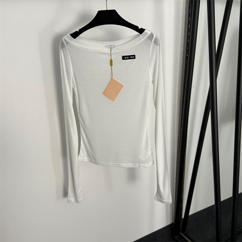 Women Sexy Off Shoulder Tops Designer Thin See Throught Long Sleeve T Shirt Street Style Solid Color Slim Fit Tees