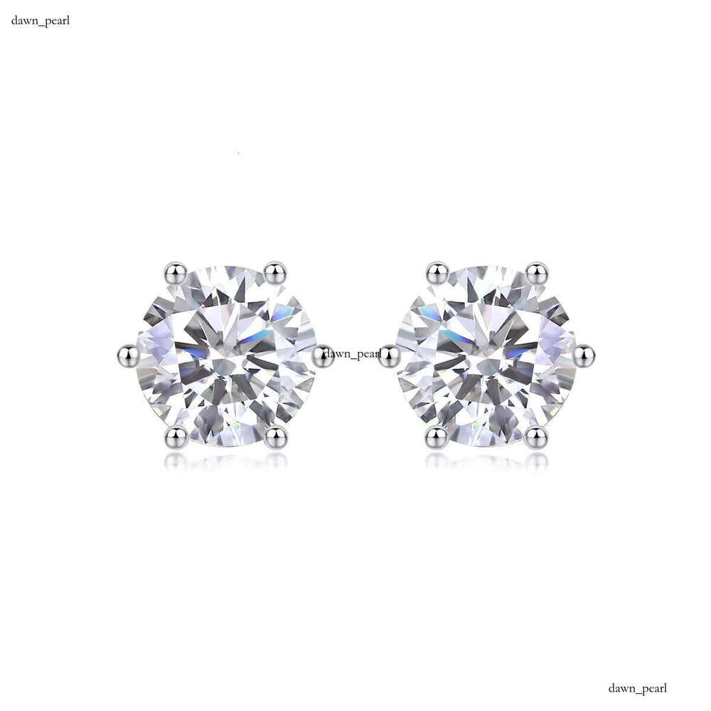 VVS Moissanite Wholesale Women's 925 Sterling Silver GRA Certified VVS 0.5ct Fashion French Sandstone Jewelry Stud Earrings