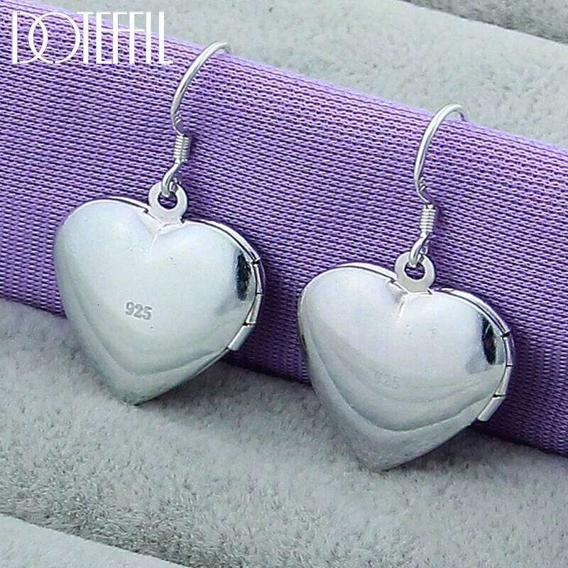 DOTEFFIL Smooth Photo Frame Drop Earring 925 Sterling Silver For Woman Charm Wedding Fashion Jewelry