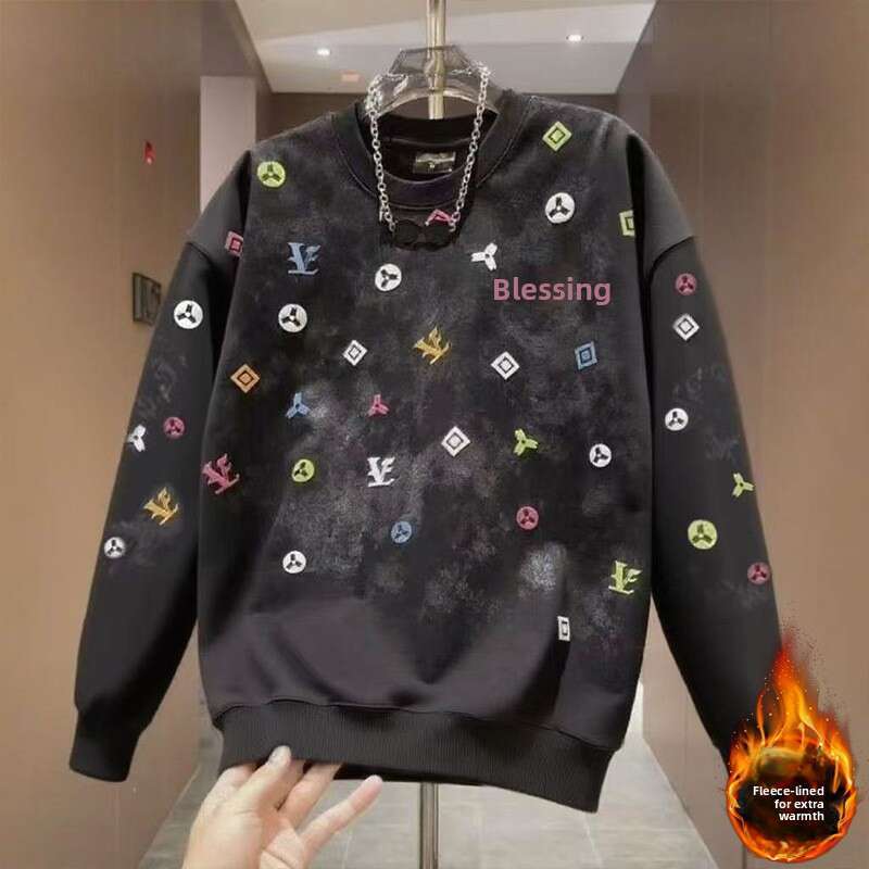 Men's Tie-Dye Crew Neck 2025 Trendy Brand Casual Slim Fit Long Sleeve Light Luxury Sweatshirt