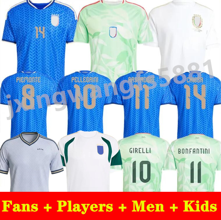 25 26 ItalyS national football team Soccer Jerseys RETEGUI BARELLA FRATTESI PELLEGRINI 2025 2026 Italia Women's Shirts GIRELLI Player Version Men Fan Kids kits