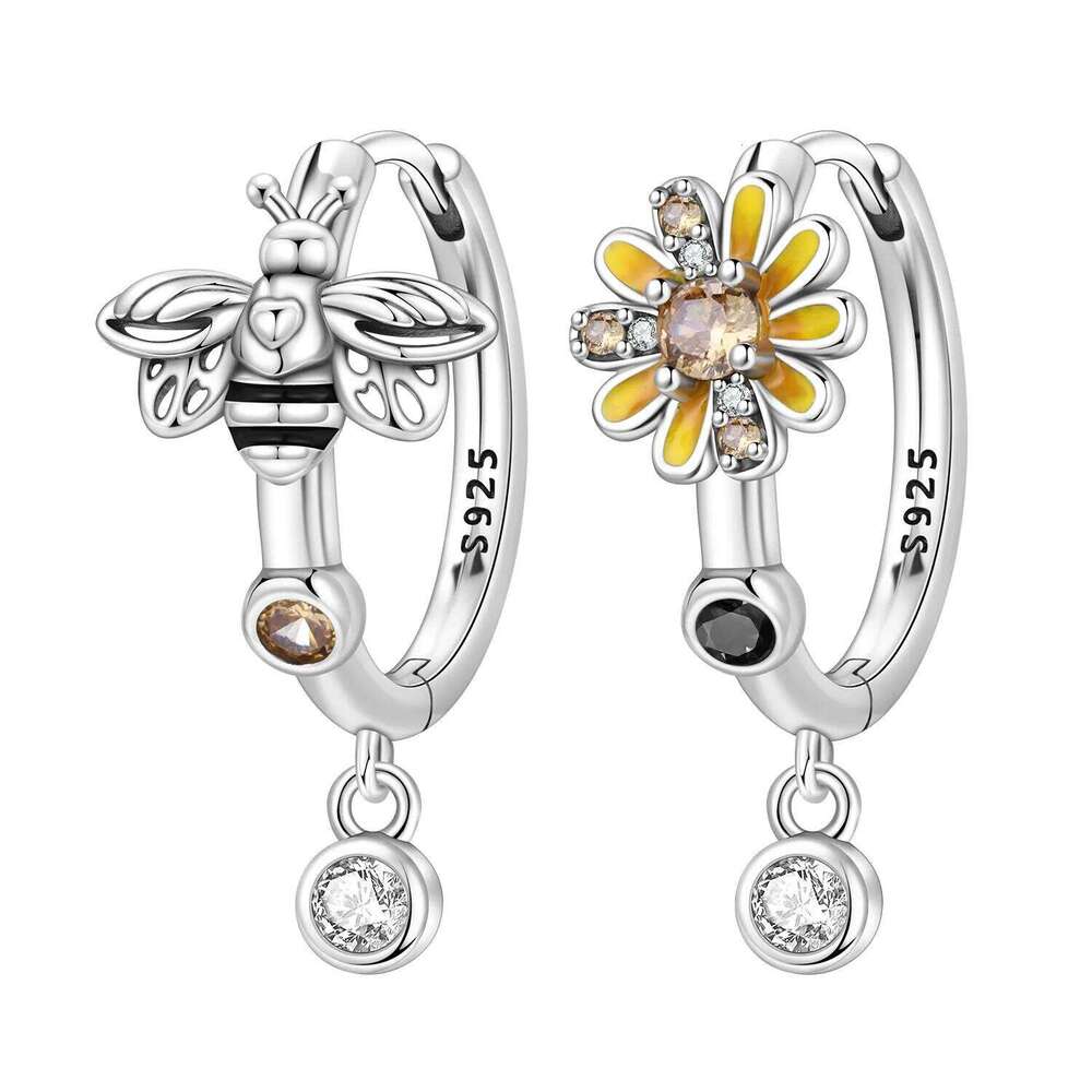 Orstarry 925 Sterling Silver Bees Daisies Insects Flowers Drop Women Earrings Charm Versatile Party Jewelry Trendy Gift