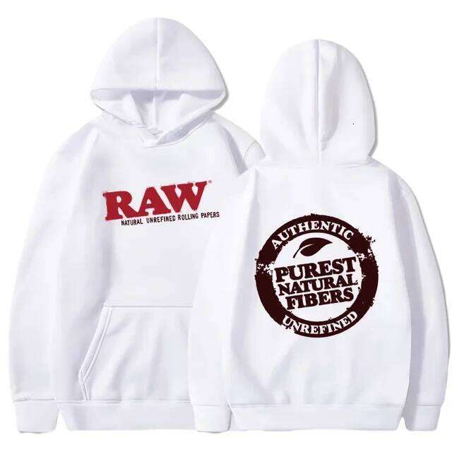 RAW Fashion Sweatshirt Polar Fleece Hooded Harajuku Hip Hop Casual Men's Ladies Pullover Hoodie H260107