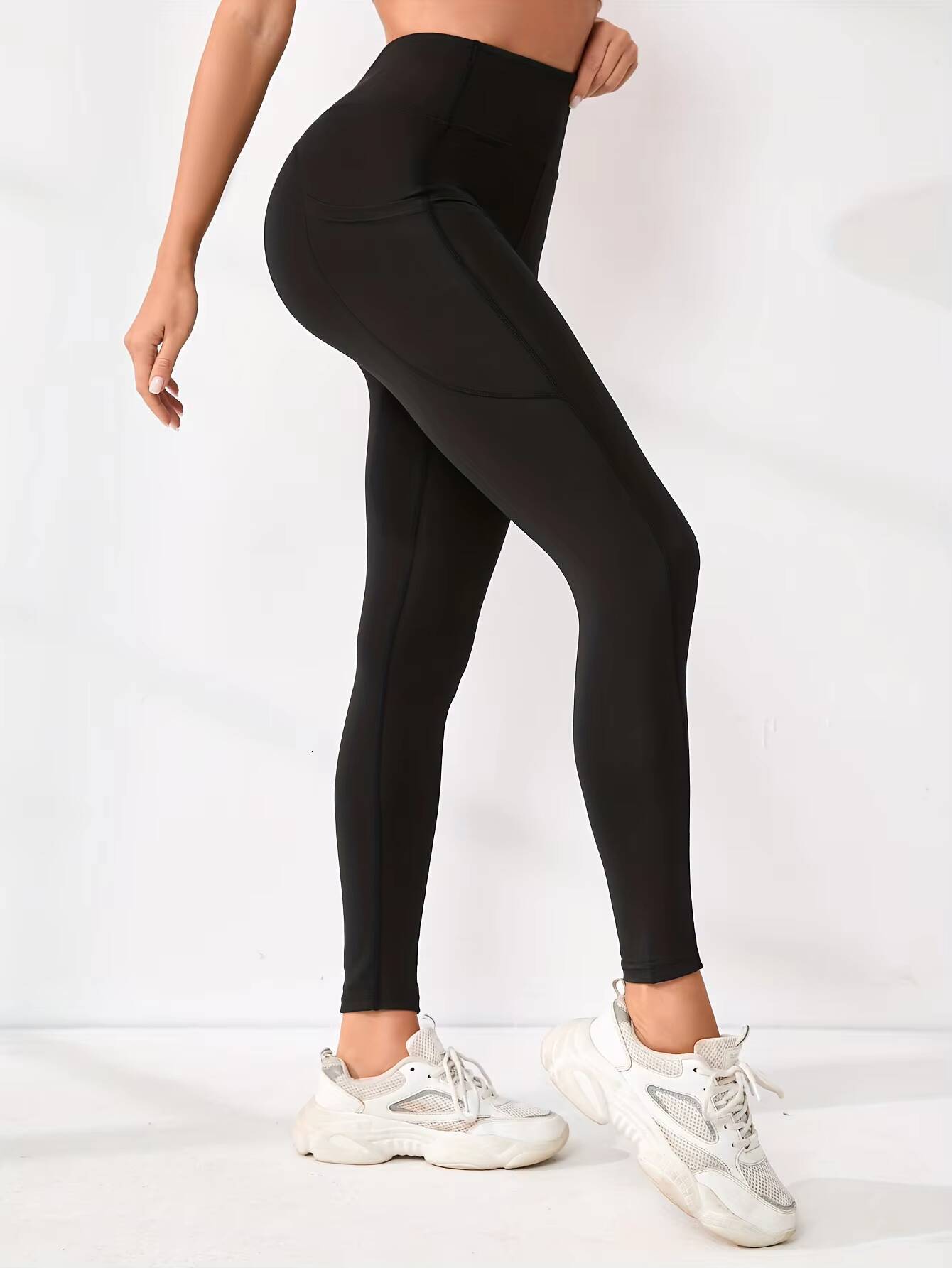 New Sexy High Waist Tummy Control Ankle Length Yoga Pants, Anti-Wrinkle Solid Color Pocket Women's Running Outdoor Pants hot-sale products yoga w