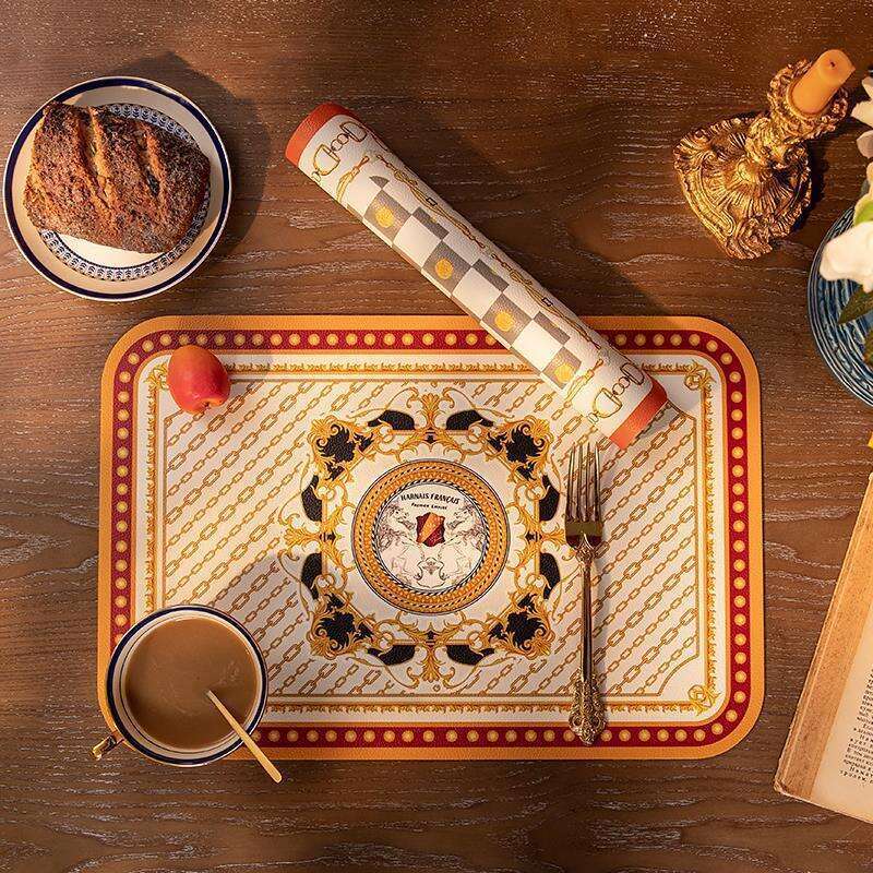 Vintage Nordic Houndstooth Placemat Waterproof Oilproof Heat Insulation Non-Slip Heat-Resistant Dining Table High-End Light Luxury Home Mat Ins