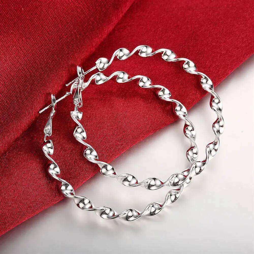 5cm Fashion Jewelry 925 Sterling Silver Temperament Woman Beautiful Big Circle Earrings Christmas Gifts
