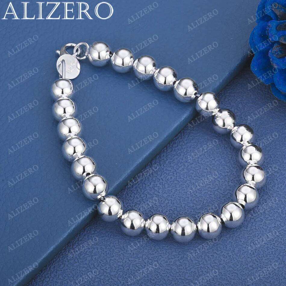 ALIZERO 925 Sterling Silver Round Beads Bracelets For Women Men Trend Birthday Gifts Fashion Party Fine Jewelry