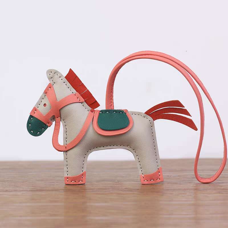 Charm designer charms pony Car Accessory Genuine Horse Leather Bag Keychain Pony Pendant New Handmade Sheepskin pendant gift