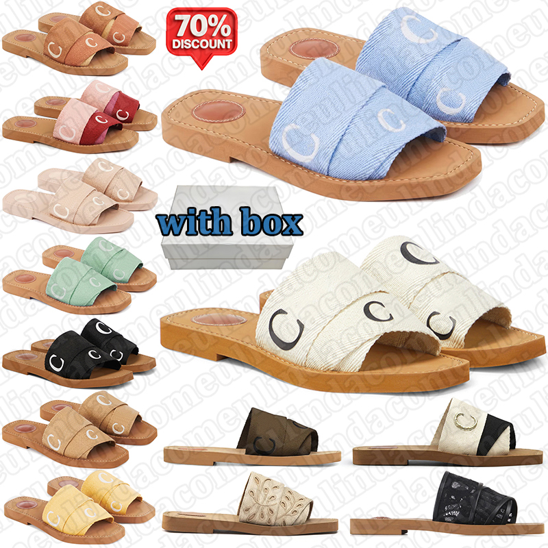 free shipping women designer sandals Canvas upper stylish slippers summer beach slides outdoor casual walking travel sandal beige black pink tan