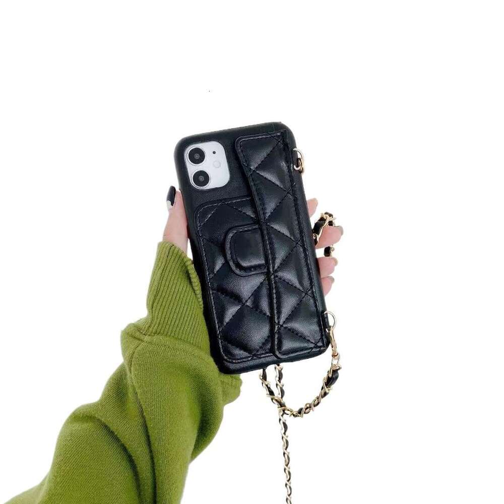 Quilted Card Holder Compatible With Apple 17 Pro Max Phone Case Iphone 16 Crossbody Chain 15 Plus Protective Cover 14