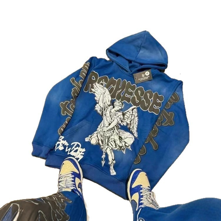 Retro Rock Punk Style Oversized Sweatshirt American Harajuku Colorful Letter Print Graphic Hoodie Men Casual Hip-hop Streetwear 241126