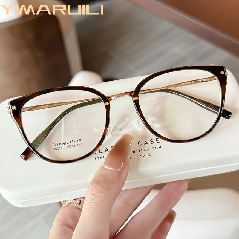 YIMARUILI TR90 Pure Womens Cat Eye Glasses Ultra-light Trend Retouch Face Optical Prescription Eyeglasses Frame 6215 251223