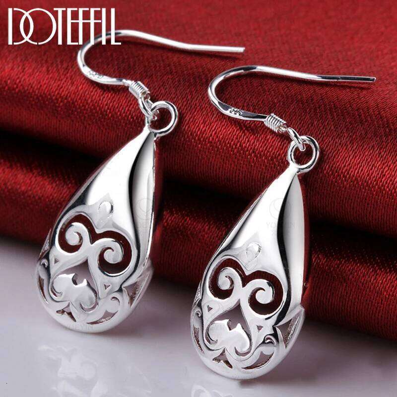 DOTEFFIL 925 Sterling Silver Grimace Water Droplets Drop Earring For Women Wedding Engagement Halloween Party Jewelry