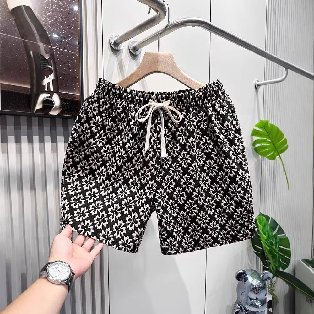 Luxury Brand Designer Clothes Light Luxury Trendy Houndstooth Shorts Men Loose Four-Quarter Beach Shorts Retro Casual Pants Men's Summer Sports Shorts