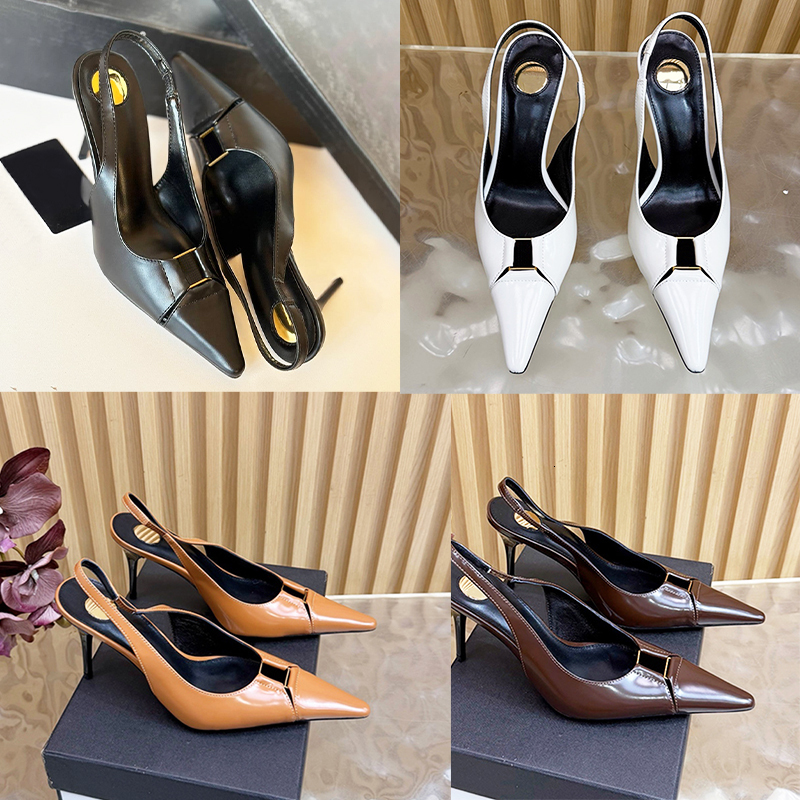 High Quality Women Slingback Pumps Designer Heels Babylone Breteuil 90mm Leather Dress Shoes Sexy Pointed Toes Ladies Girls Sandals High Heel 987