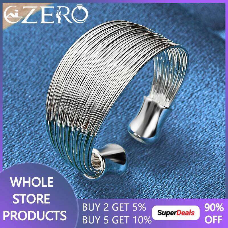 Hot Fashion 925 Sterling Silver Multi Line Rings For Women Man Adjustable Wedding Engagement Party Jewelry High Quality Gifts