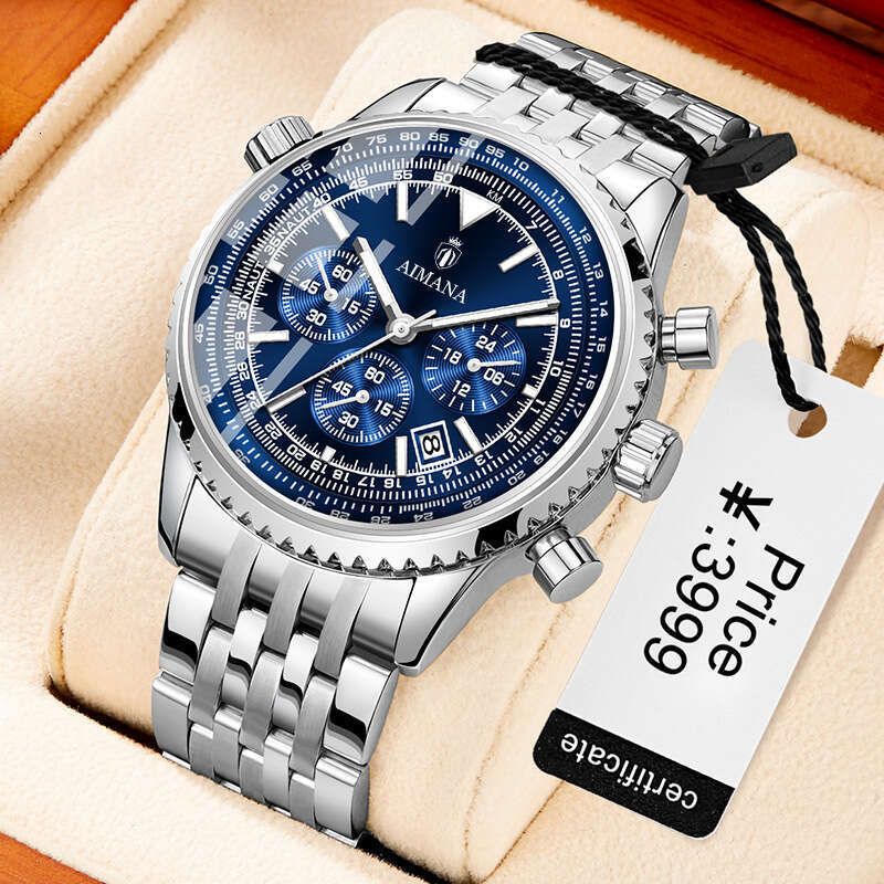 Fashionable men's high-end watch, multi-functional watch, water-resistant, luminous calendar watch