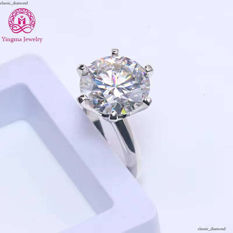 Large Size 13mm Round Brilliant Cut VVS Moissanite Custom 925 Sterling Silver 8 CT Carbon Silicon Stone Ring Gift
