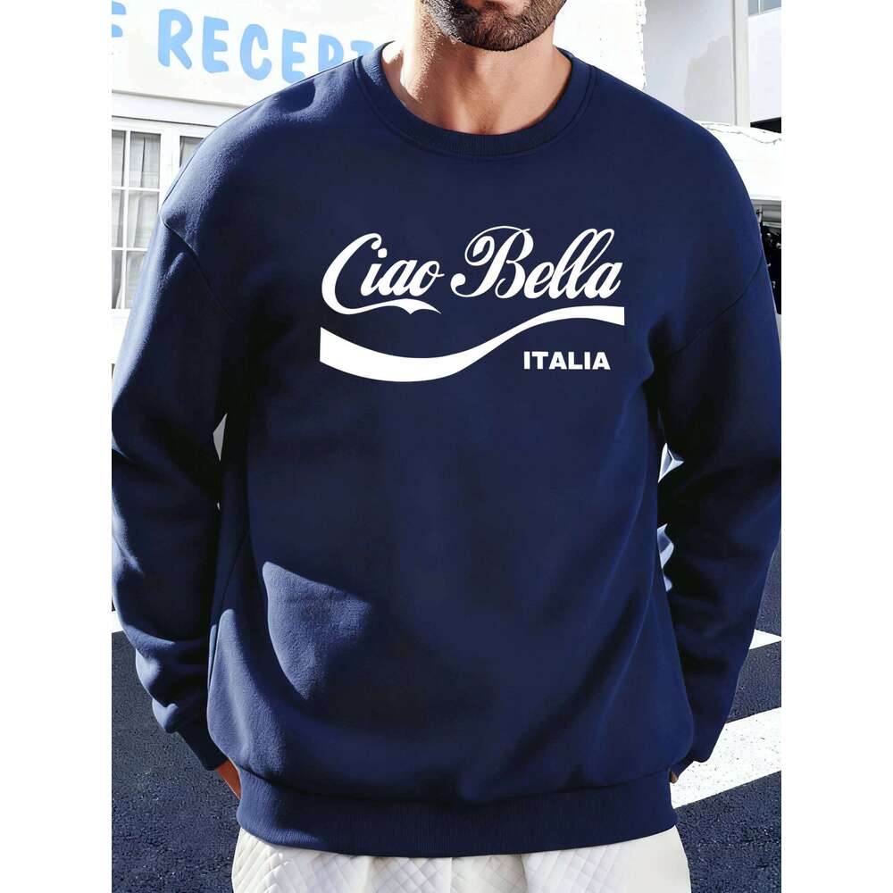 Ciao Bella Italia Letter Creative Pattern Men Sweatshirts Street O-Neck Pullover Autumn All-Match Hoodies Casual Fleece Clothes XJ260107