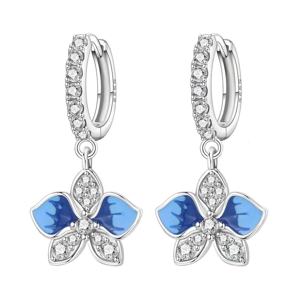 Orstarry 925 Sterling Silver Blue Butterfly Orchid Original Drop Earrings Jewelry Party Anniversary Trendy Gift