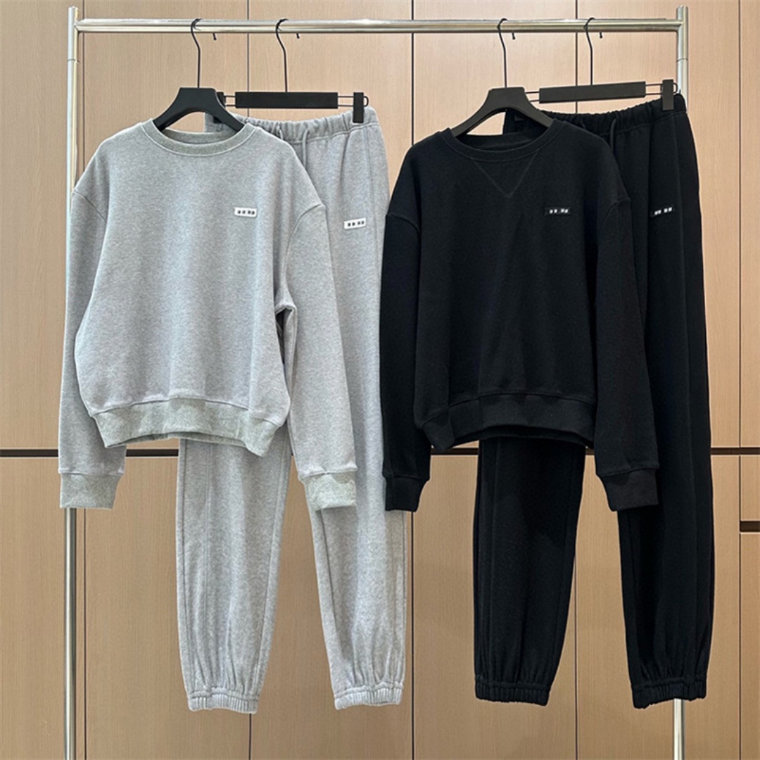 Women Sport Pants Set Fitness Jogger Pants Round Neck Sweatshirt Winter Gym Tracksuit Designer Casual Outfit