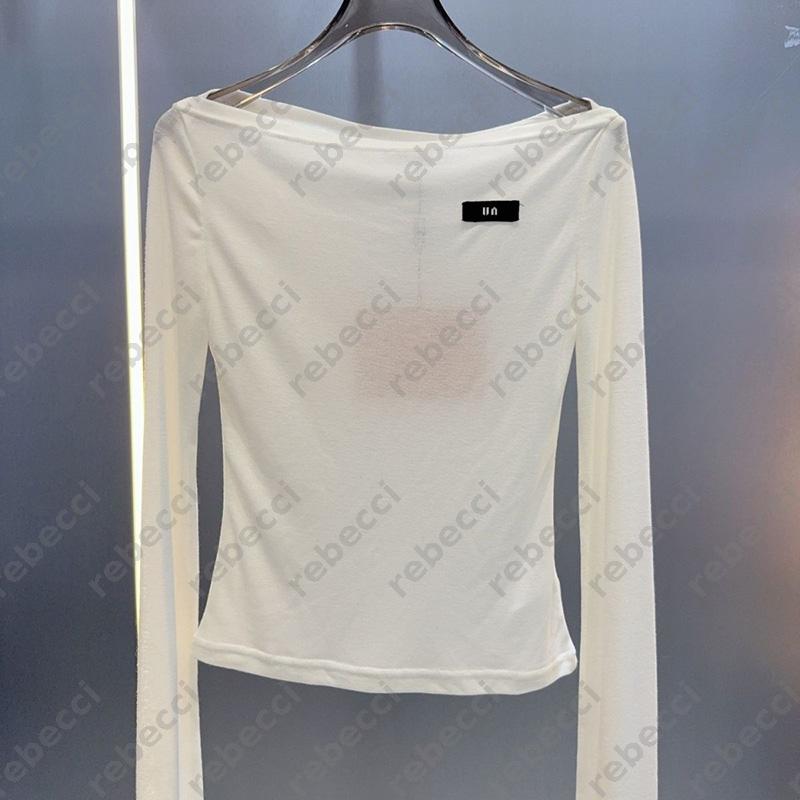 Slash Neck Long Sleeve tshirt for Women clothing designer top spring casual clothes solid color base shirts Autumn womens knitted tops CSD2601074