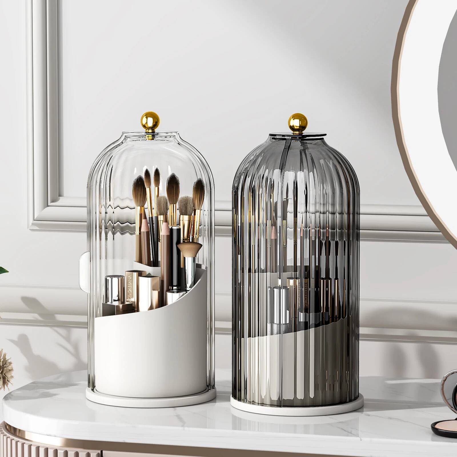 360° rotary makeup brush with cover Luxury cosmetics lipstick eyebrow pencil holder eye shadow storage box