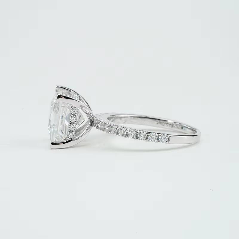 Starsgem S925 Sterling Silver 5ct Princess Cut Moissanite Pave Band Engagement Rings