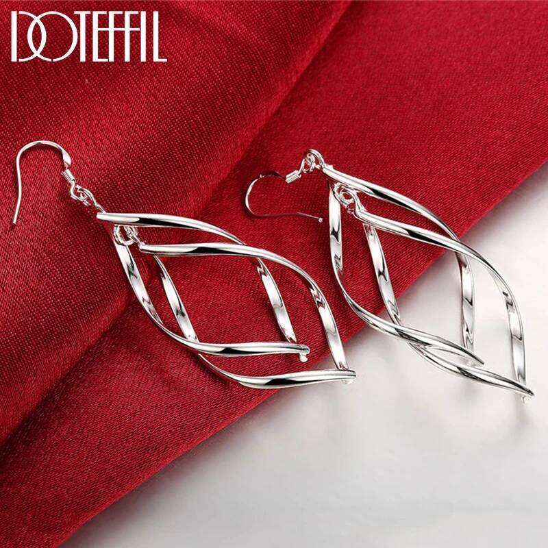 DOTEFFIL 925 Sterling Drop Earring For Woman Fashion Charm Earrings High Quality Silver Jewelry