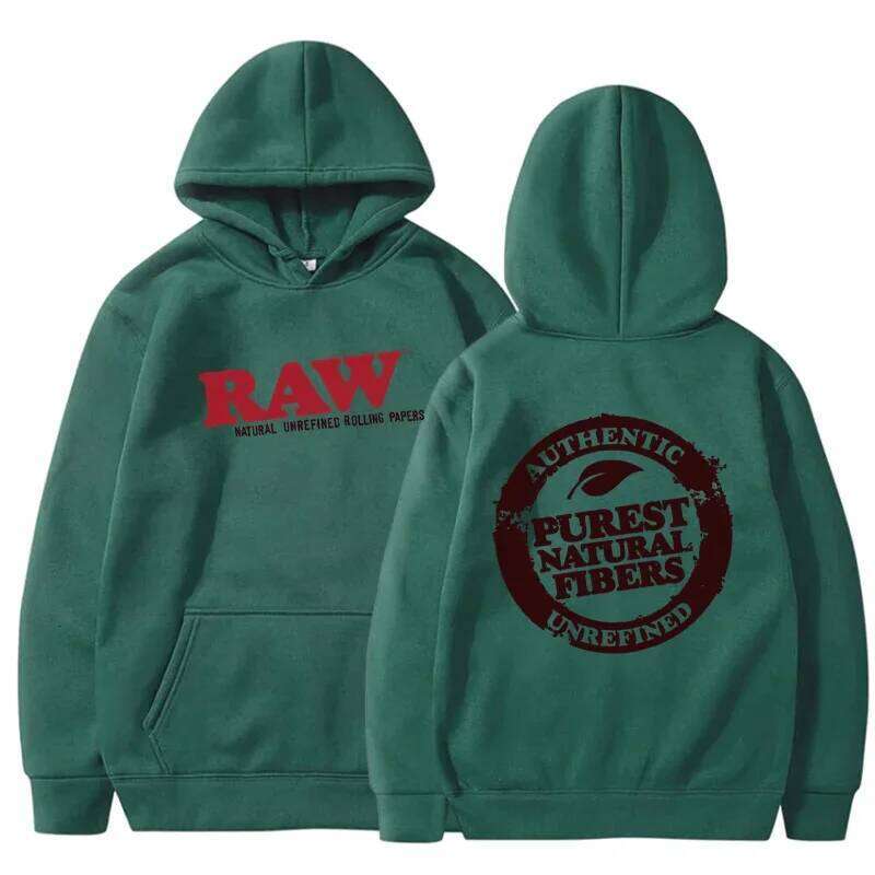 RAW Fashion Sweatshirt Polar Fleece Hooded Harajuku Hip Hop Casual Men's Ladies Pullover Hoodie H260107