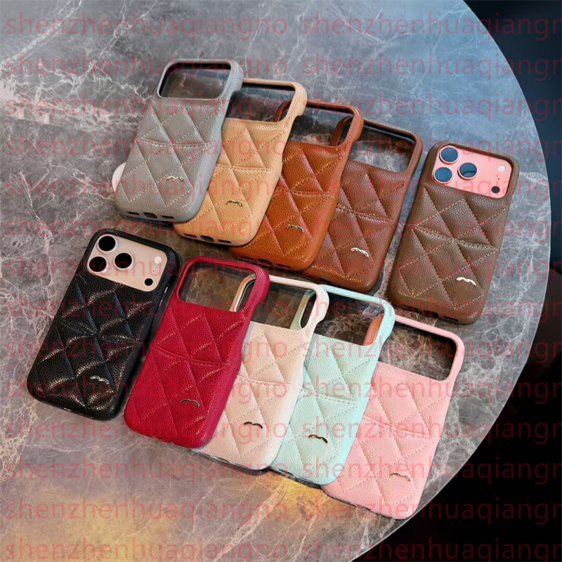 For iPhone 17 Pro Max Phone Case Designer iPhone Case iPhone 16 Pro Max 15 14 13 12 15 Plus 16 Plus 17 AIR Phonecases Card Holder Fashion Quilted Leather Wallet Case Orange