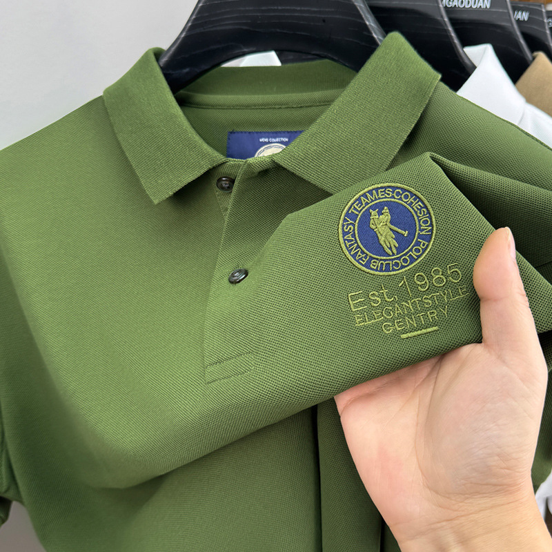 Summer New Luxury Designer Polo Shirt Men Fashion 220G Breathable Fabric Turn Down Collar With Embroidery Detail Short Sleeve Tops Light Business Casu