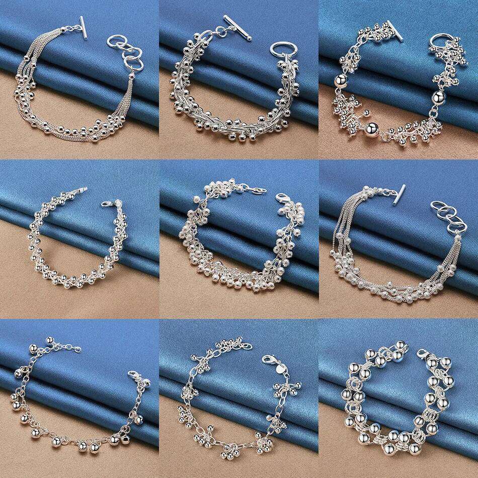 ALIZERO 925 Sterling Silver Grape Beads Charms Bracelet For Women Fashion Jewelry Charm Accessories Holiday Gifts