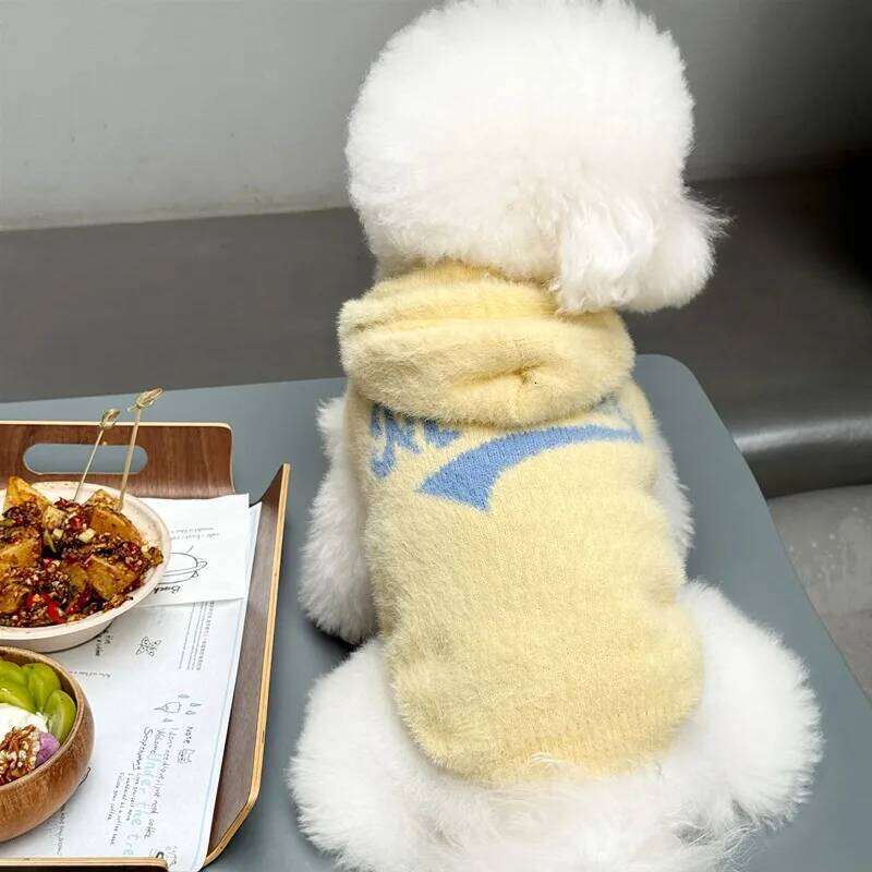 So Cute Small Dog Sweaters Teddy Winter Hoodie Bichon Frise Warm Clothes Maltese Letter Pattern Knit Sweater 26H0107