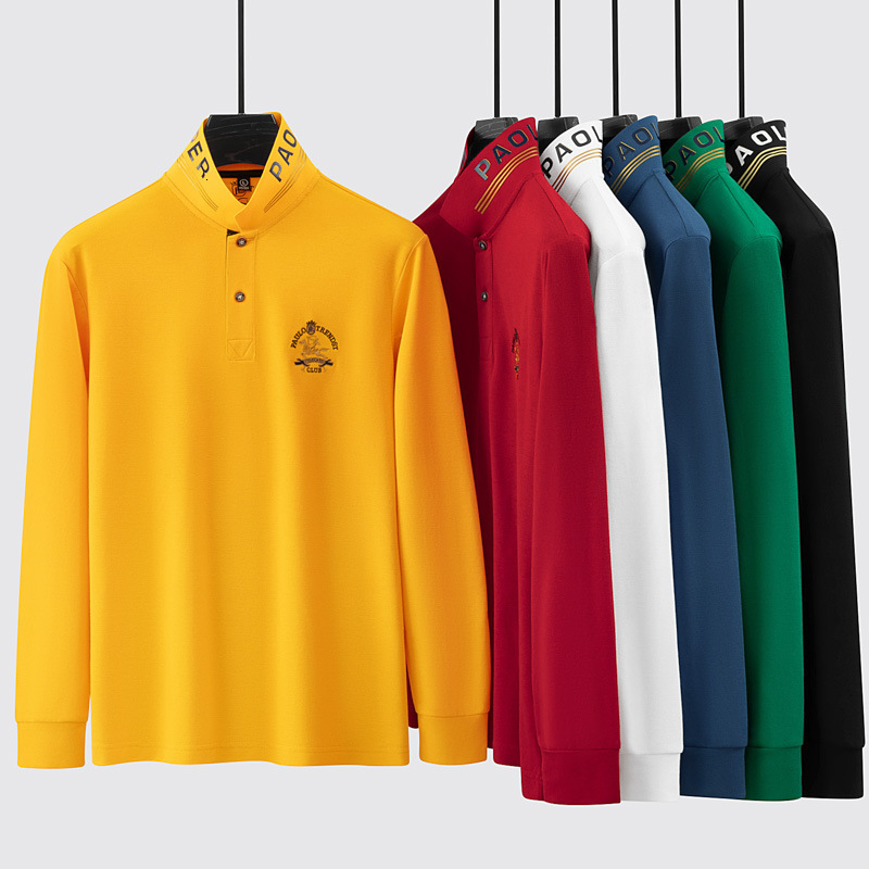 Luxury Brand Designer Clothes Hexagonal Bead Silk Cotton Mens Embroidered Pony Long Sleeve Polo Shirt Mens Casual Turn-Down Collar Top Paul T-Shirt