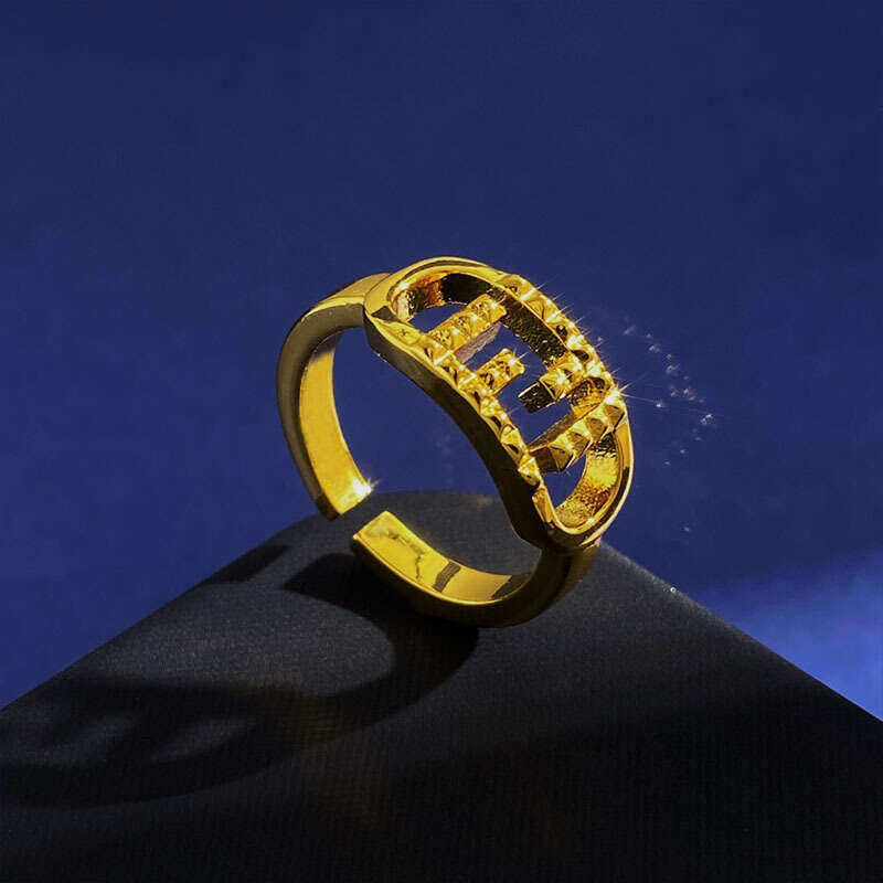 Fenjia Rivet Interlocking Letter F Ring Open Design Personality Versatile High-end Brass Accessories Wholesale