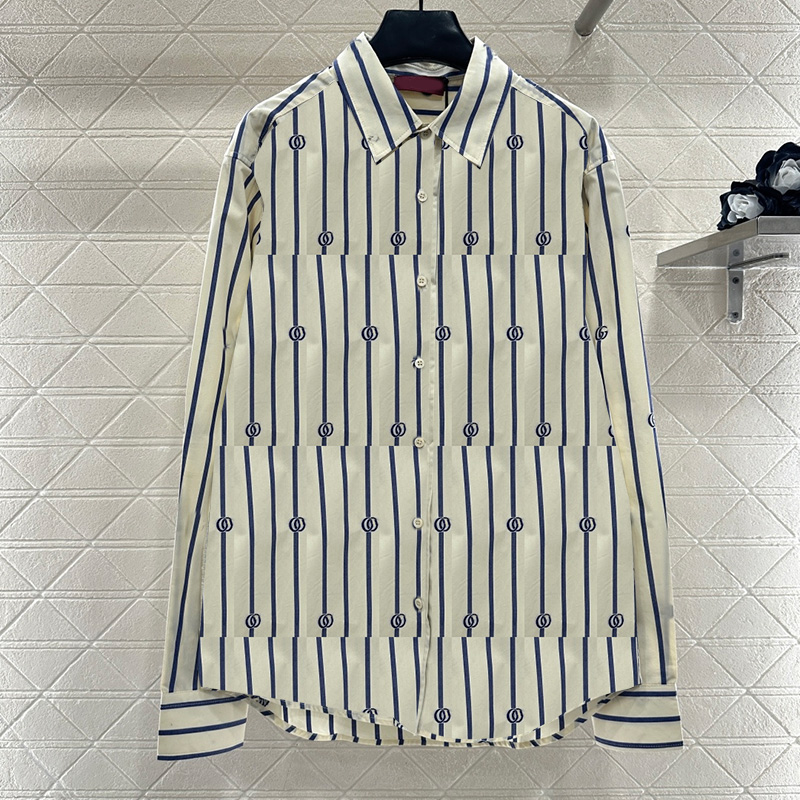 Designer Women Loose Shirts Striped Print Lapel Neck Buttons Blouses Autumn Busines OL Style Long Sleeve Tops