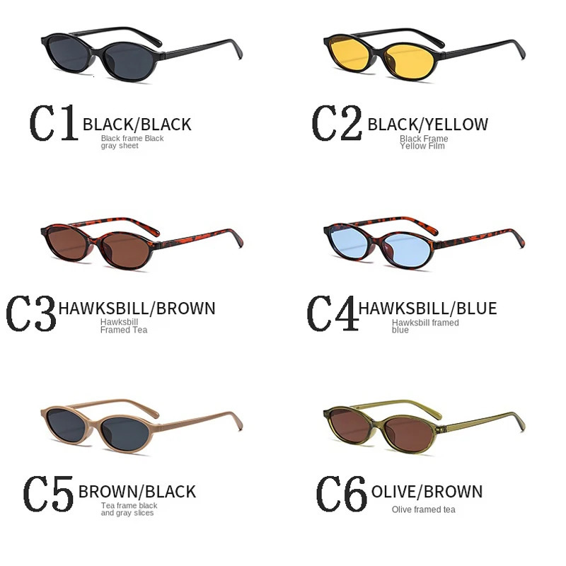 Retro Oval Frame Sunglasses Fashion Personalized Trendy Small Frame Sunglasses Punk Cat Eyes Sunshade Sun Protection Glasses 260106