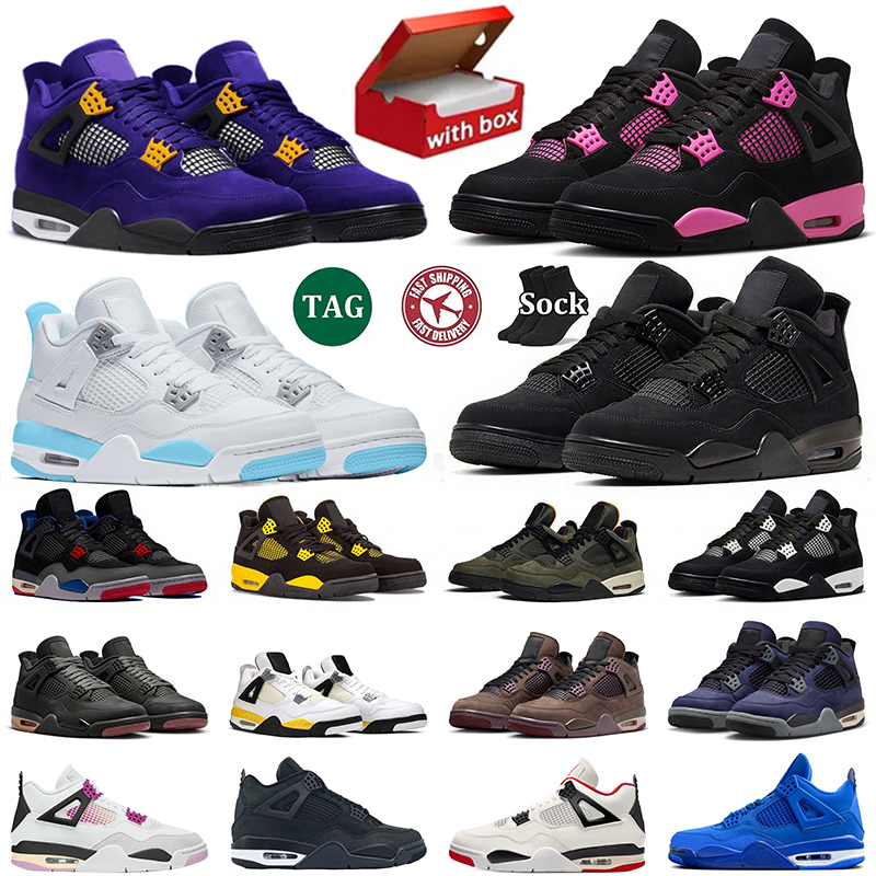 With Box Black Cat 4 Basketball Shoes j4 Designer 4s Pink Thunder Blue Chill Comic Rare Tour Yellow London Men Women jump mans 4 Trainers OG Sneakers Size 36-47