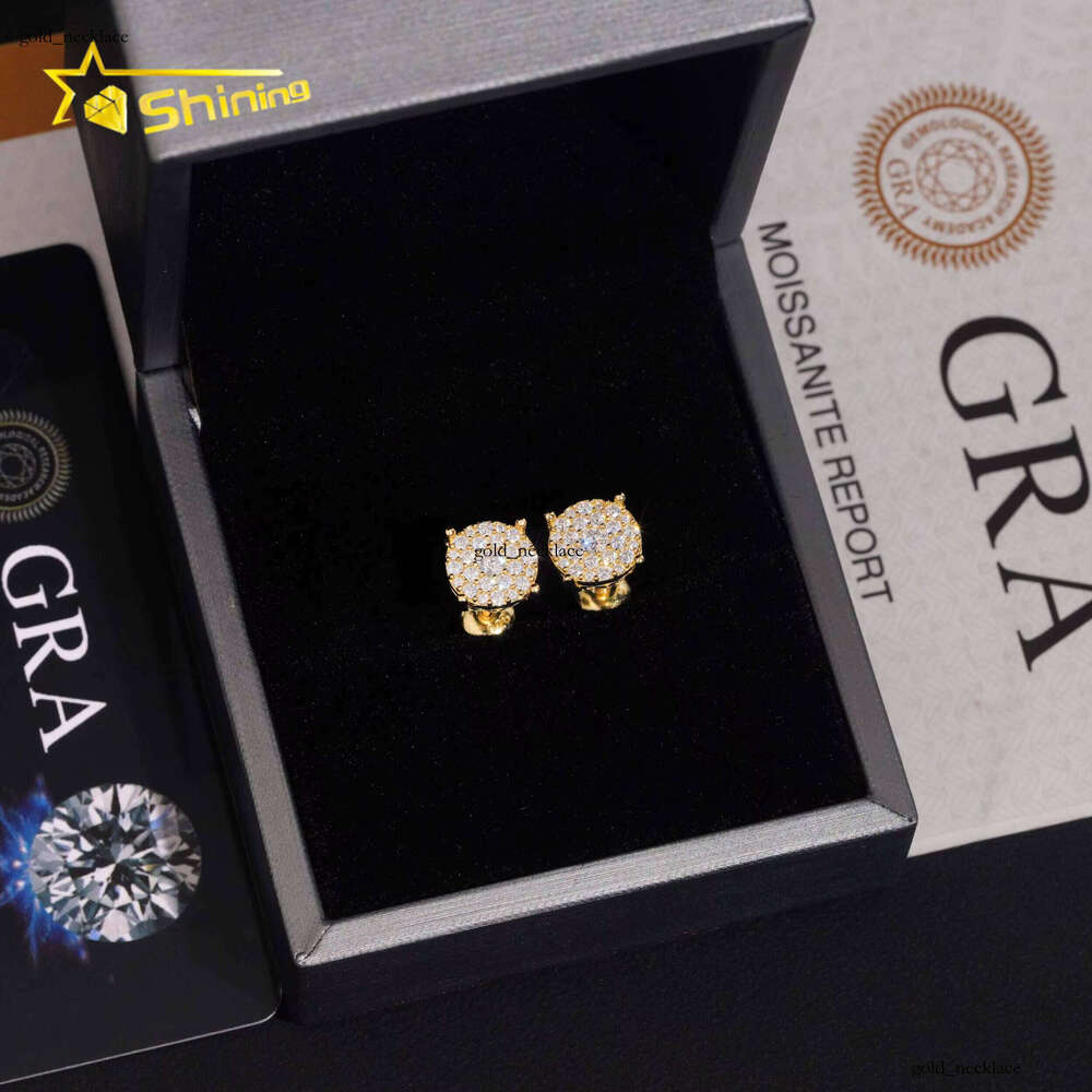 Fast Delivery Cheapest Price Round 8.8mm 925 Silver Gold Plated GRA VVS Moissanite Stud Earrings fashion Jewelry