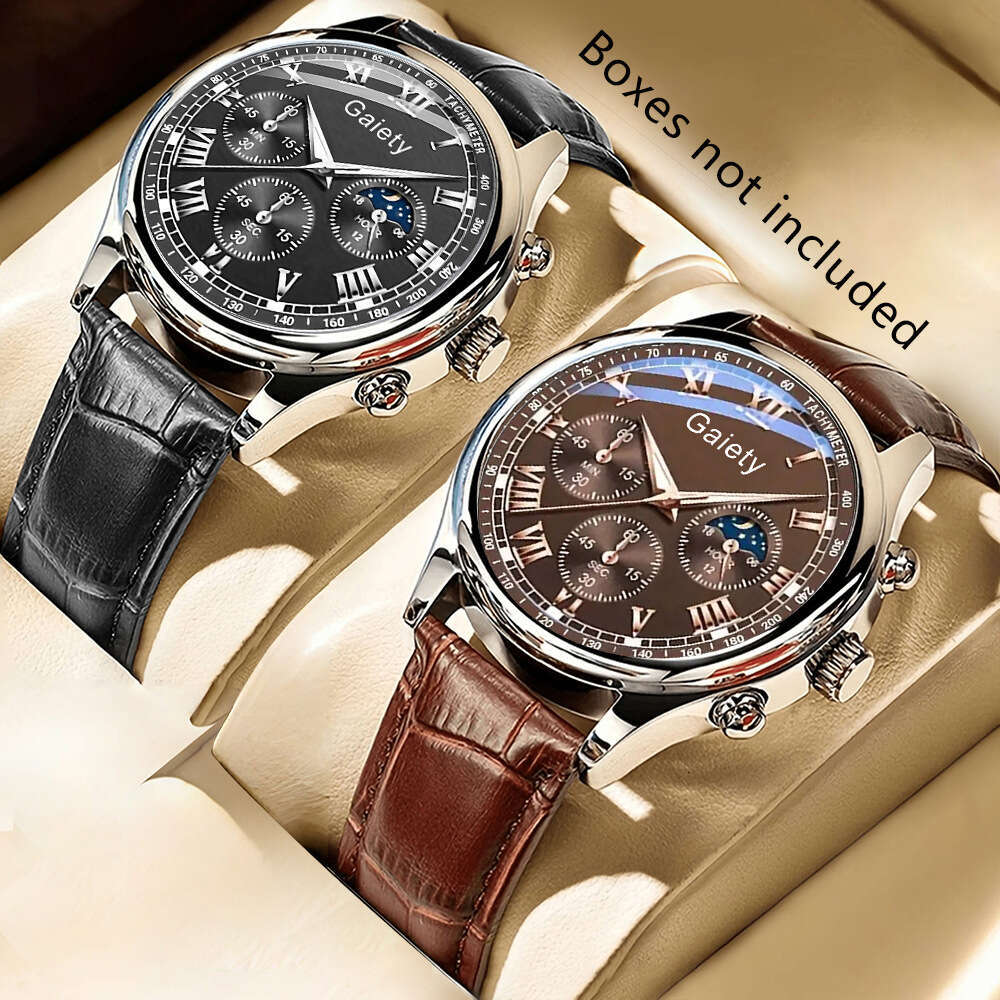 New Cross-Border Hot-Selling Business Fashion Leather Strap Quartz Watch Men's High-End Sports Casual Wristwatch Wholesale