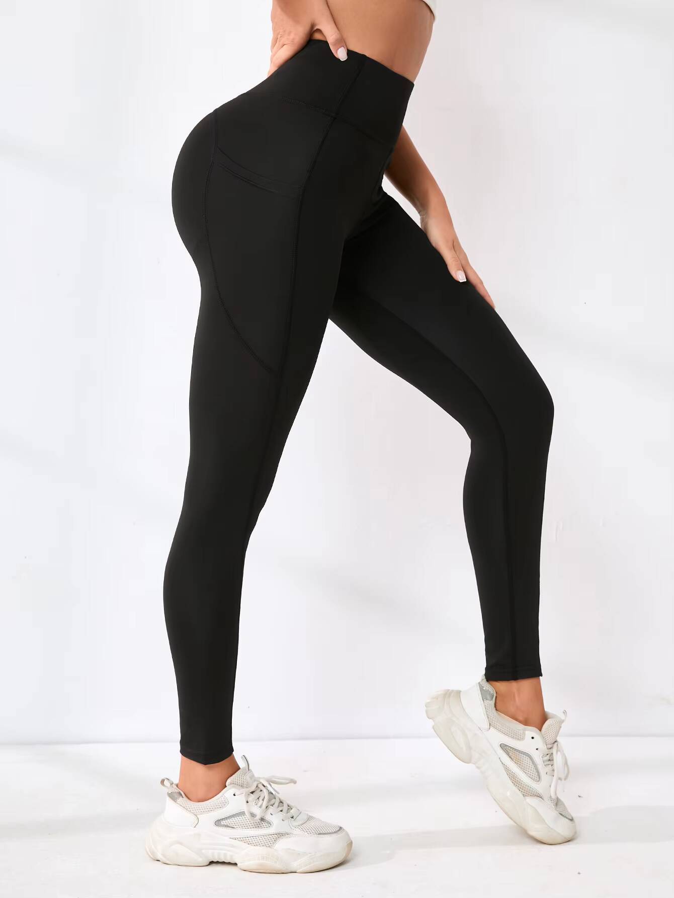 New Sexy High Waist Tummy Control Ankle Length Yoga Pants, Anti-Wrinkle Solid Color Pocket Women's Running Outdoor Pants hot-sale products yoga w