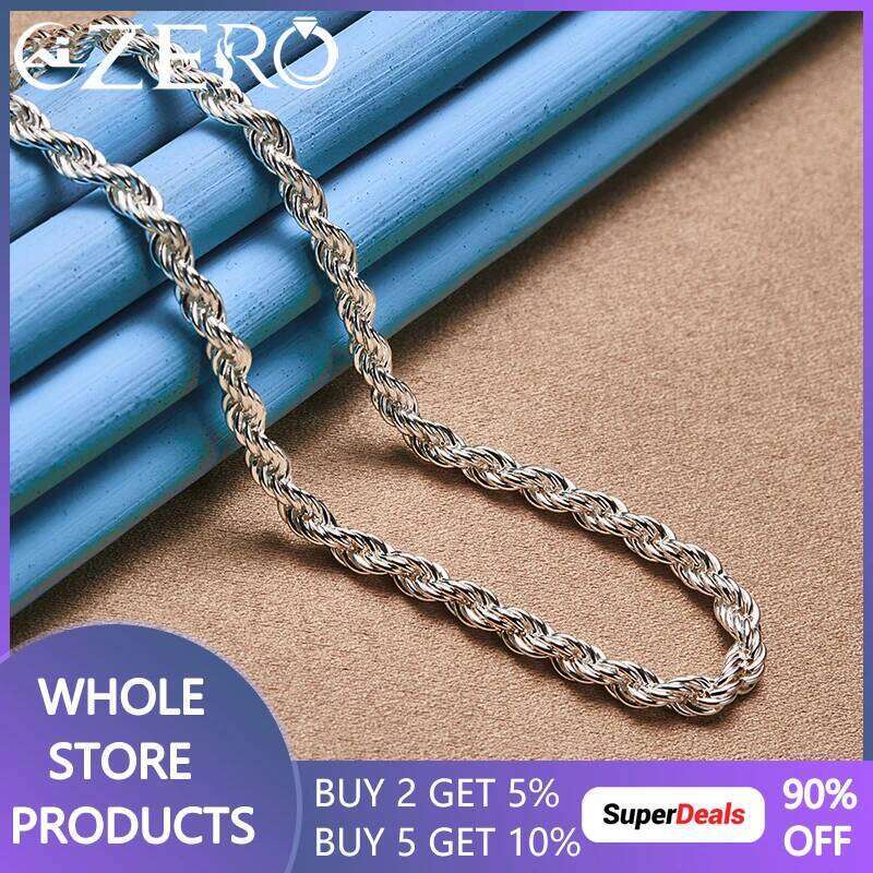 Hot Charms 925 Sterling Silver 16/18/20/22/24 Inches 4mm Twisted Rope Chain Necklace For Man Women Fashion Wedding Jewelry Gifts