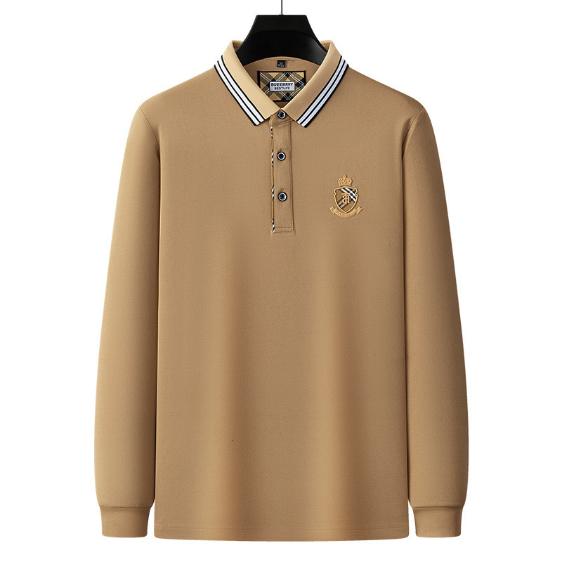 Luxury Brand Designer Clothes International Big Brand Men's New Long Sleeve T-Shirt Men's Base Shirt Dad's Clothing Men's Turn-Dow