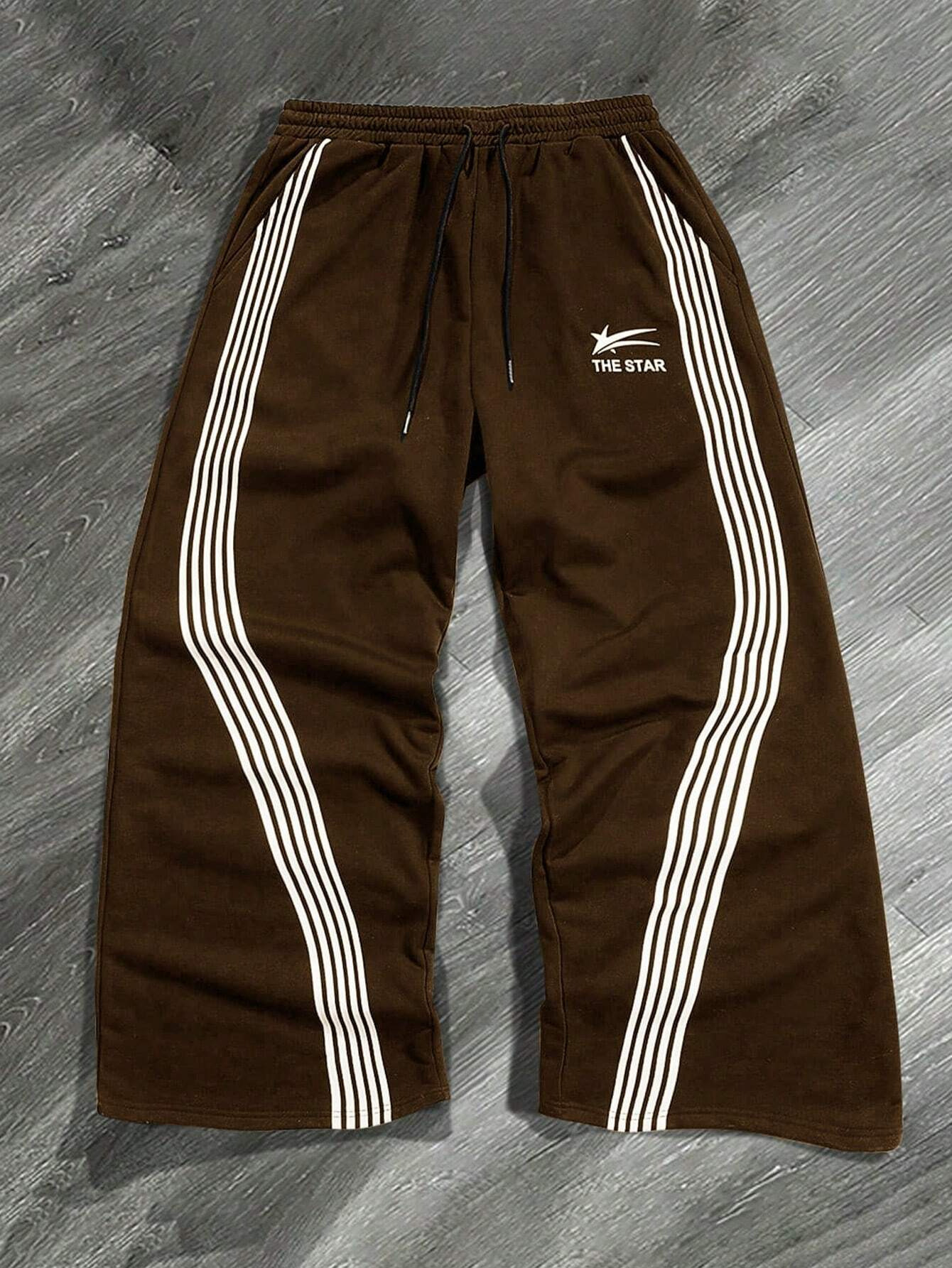 Men's Pants Clothes Striped Print Sports Sweatpants Autumn Casual Men's Street Fashion Versatile Wide-Leg Long Pants Daily Commute Men'