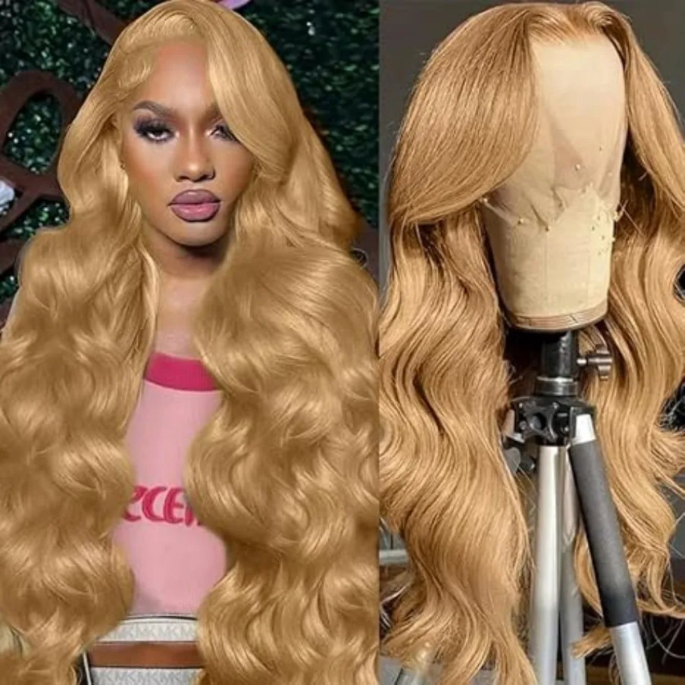 180 Density Honey Blonde Long Body Wave Human Hair Wigs Ready To Wear Glueless Preplucked Wear And Go Wigs Hd Transparent Lace Frontal Brazilian Hair 