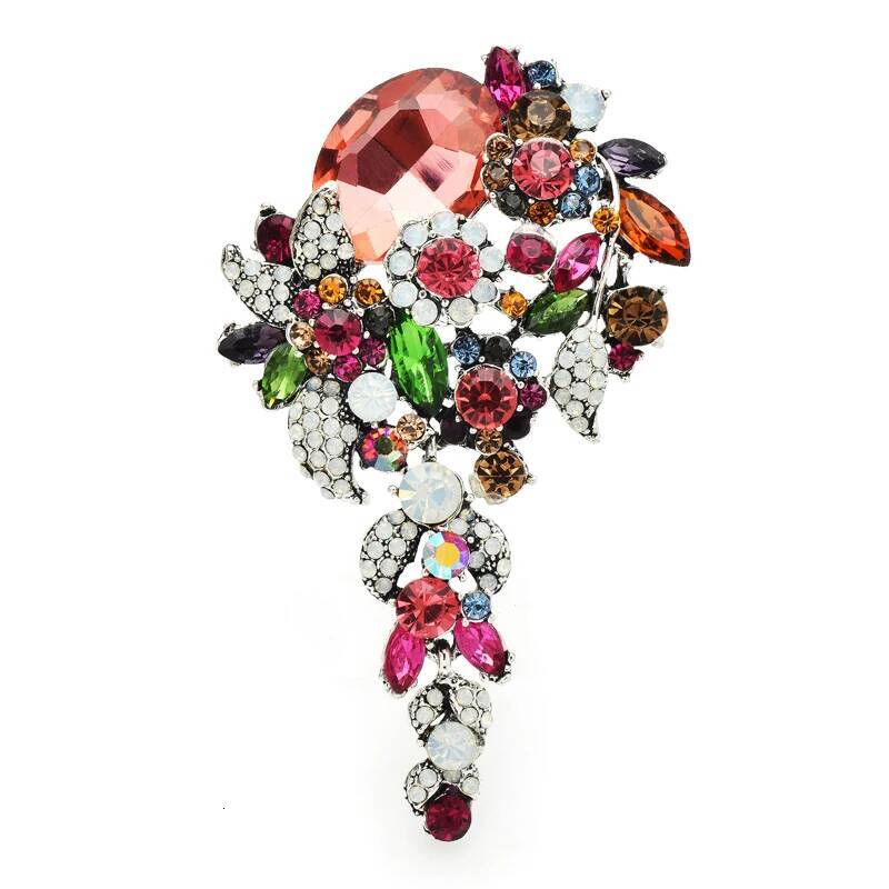 Wuli&baby Luxury Crystal Brooches For Women 3-color Palace Style Flower Party Office Brooch Pin Gifts