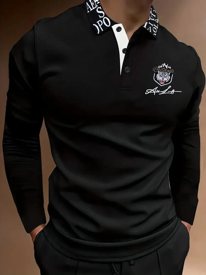 Luxury Brand Designer Clothes 2025 Trade Men's Long Sleeve Business Casual Polo Shirt