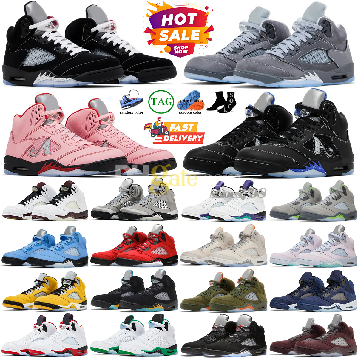 5 Men Basketball Shoes 5s Black Cat Olive Navy Georgetown Aqua UNC Lucky Green Concord Racer Blue Raging Bull Fire Red Suede Sail Burgundy Off Noir Trainer
