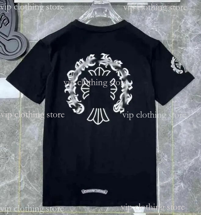Cross Sanskrit T-Shirt Fashion Designer Men Women Heats Chrome Printed Cotton Casual Chrome Tees Short Sleeve Streetwear Lightweight And Breathable Ch Tshirts 69C